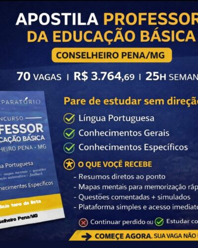Conselheiro Pena/MG – Professor de Educação Básica- 2026