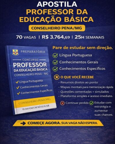 Conselheiro Pena/MG – Professor de Educação Básica- 2026